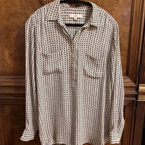 LOFT Men's Geometric Print Shirt - Brown and White